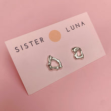 Load image into Gallery viewer, Molten silver studs