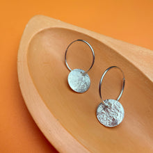 Load image into Gallery viewer, Silver charm hoops
