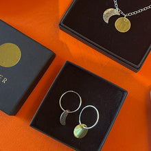 Load image into Gallery viewer, Sun and moon charm hoops
