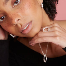 Load image into Gallery viewer, Molten silver hoops
