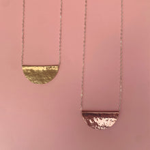 Load image into Gallery viewer, Brass and copper statement necklaces on a sterling silver chain 
