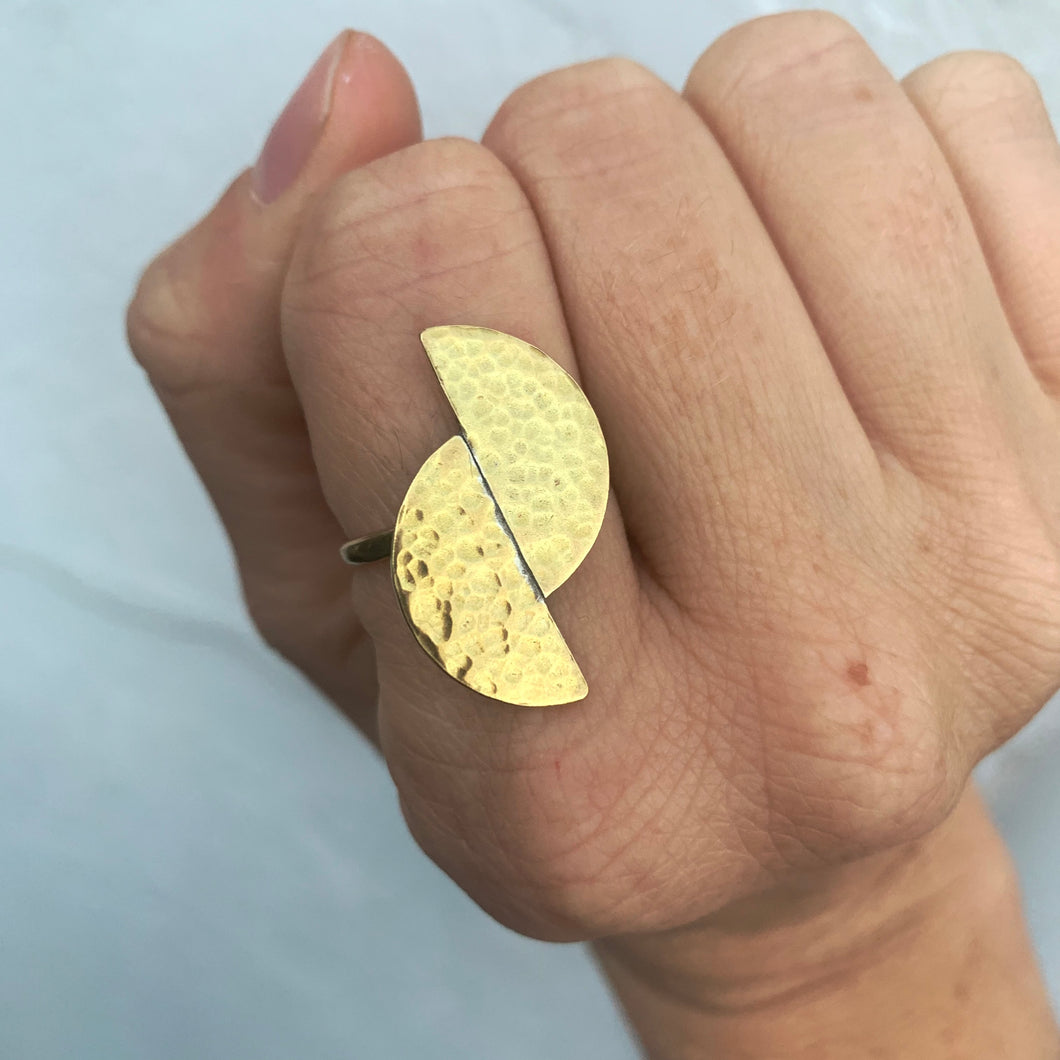 Two moon brass ring